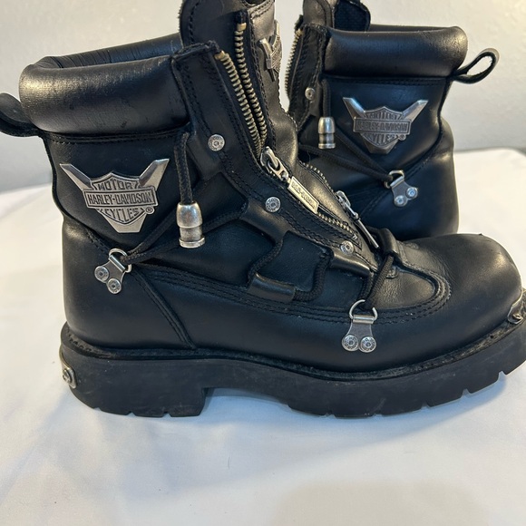 Harley-Davidson Black Leather Brake light Motor Cycle Riding Boots Size 9 - Picture 3 of 6